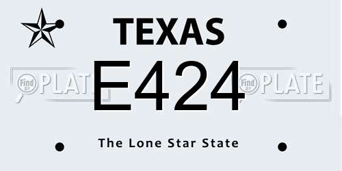 E424 Texas License Plate