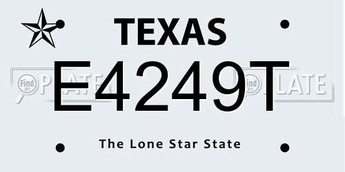 E4249T Texas License Plate