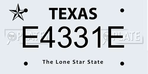 E4331E Texas License Plate