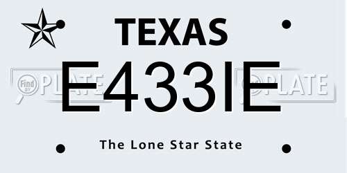 E433IE Texas License Plate