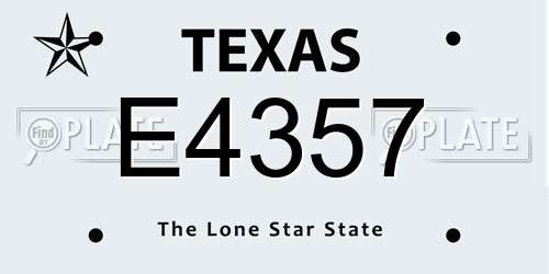 E4357 Texas License Plate