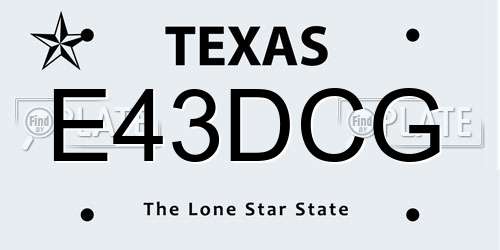 E43DCG Texas License Plate