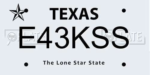 E43KSS Texas License Plate
