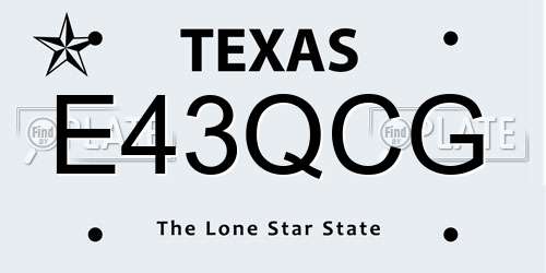 E43QCG Texas License Plate