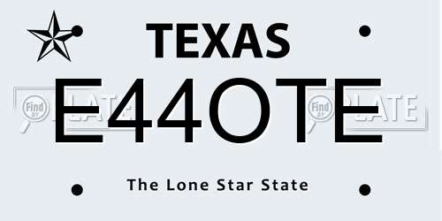 E44OTE Texas License Plate