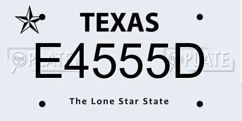E4555D Texas License Plate