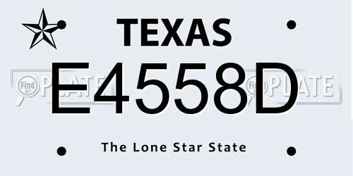 E4558D Texas License Plate