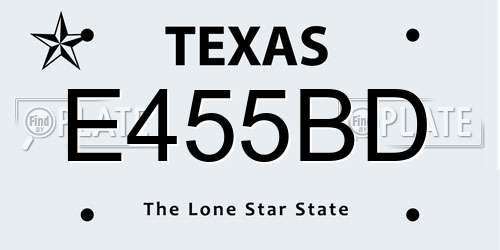 E455BD Texas License Plate