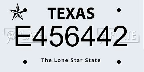 E456442 Texas License Plate