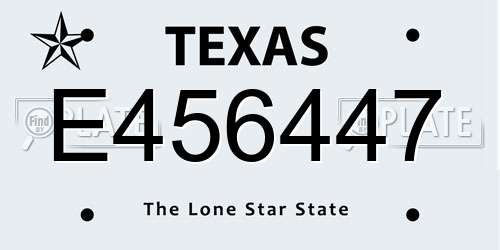 E456447 Texas License Plate