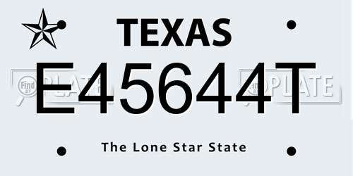 E45644T Texas License Plate