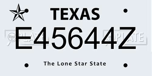 E45644Z Texas License Plate