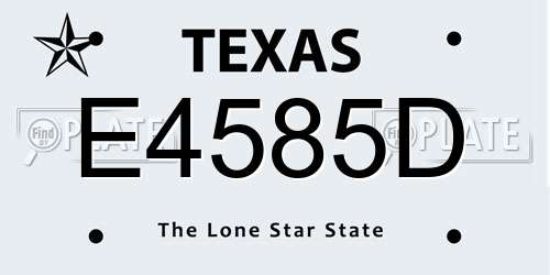 E4585D Texas License Plate