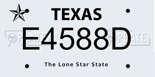 E4588D Texas License Plate