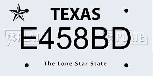 E458BD Texas License Plate