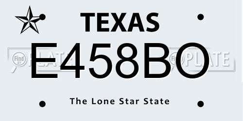 E458BO Texas License Plate