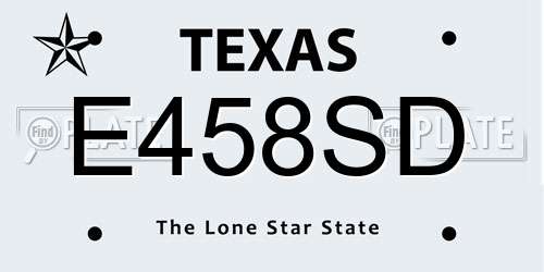 E458SD Texas License Plate
