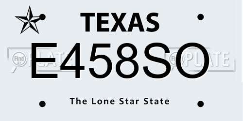 E458SO Texas License Plate
