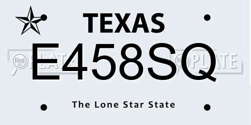 E458SQ Texas License Plate