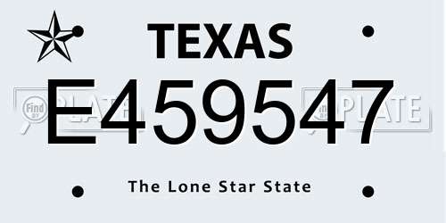 E459547 Texas License Plate