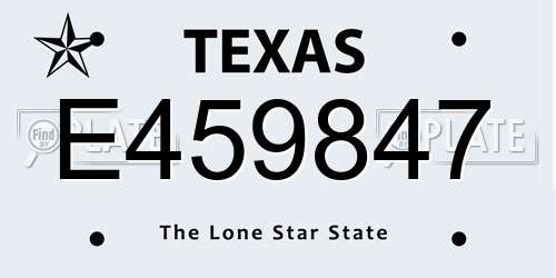 E459847 Texas License Plate