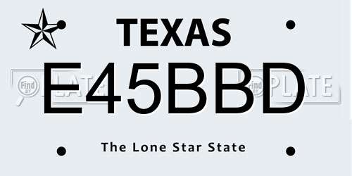 E45BBD Texas License Plate