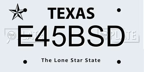 E45BSD Texas License Plate