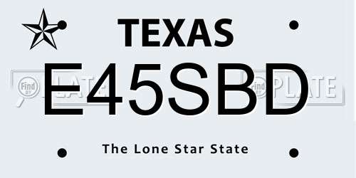 E45SBD Texas License Plate