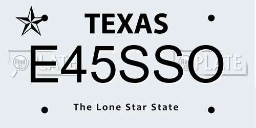 E45SSO Texas License Plate
