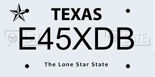 E45XDB Texas License Plate