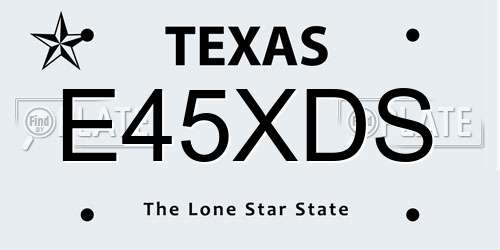 E45XDS Texas License Plate