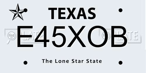 E45XOB Texas License Plate