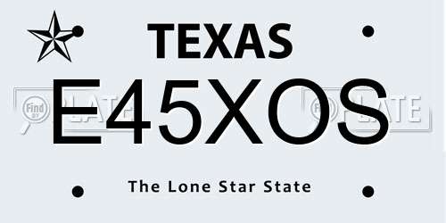 E45XOS Texas License Plate
