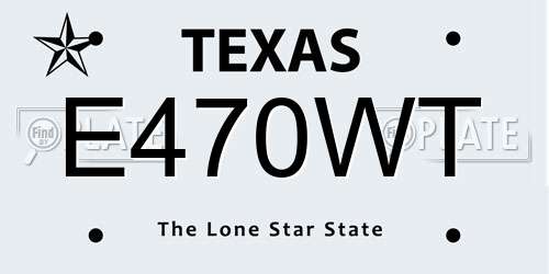 E470WT Texas License Plate