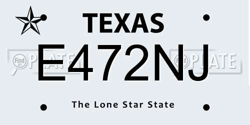 E472NJ Texas License Plate