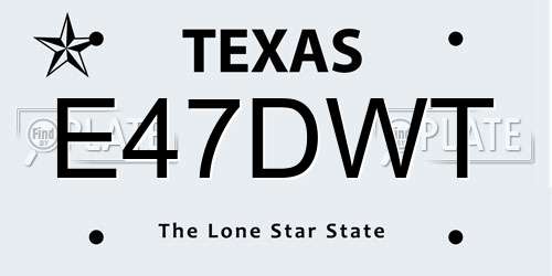 E47DWT Texas License Plate