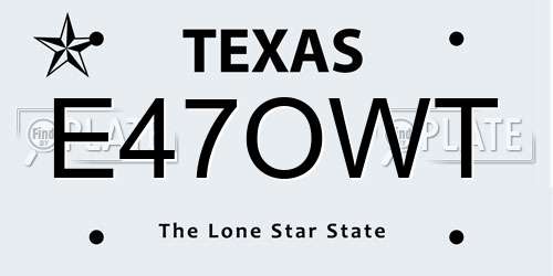 E47OWT Texas License Plate