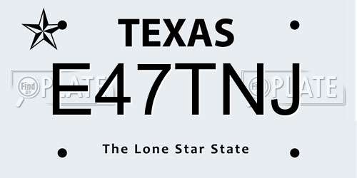 E47TNJ Texas License Plate