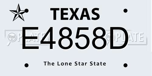 E4858D Texas License Plate