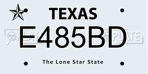 E485BD Texas License Plate