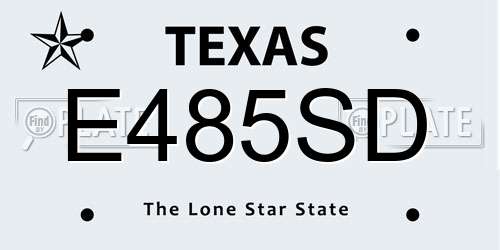 E485SD Texas License Plate