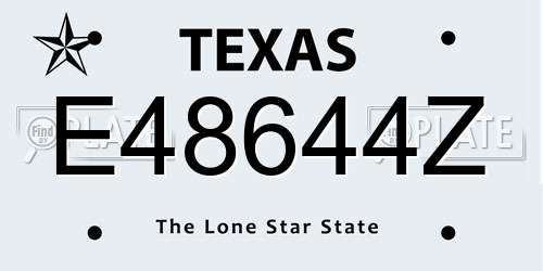 E48644Z Texas License Plate