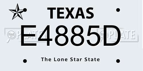 E4885D Texas License Plate