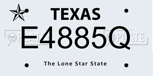 E4885Q Texas License Plate