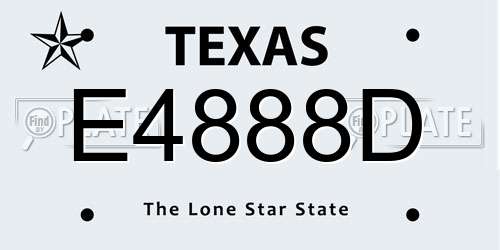 E4888D Texas License Plate