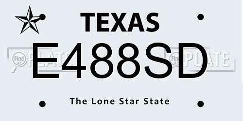 E488SD Texas License Plate