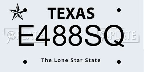 E488SQ Texas License Plate