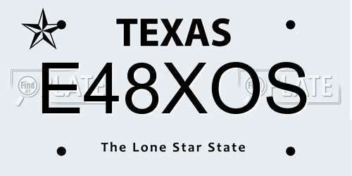 E48XOS Texas License Plate
