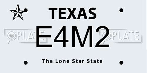E4M2 Texas License Plate