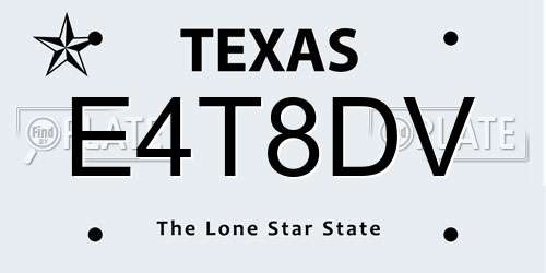 E4T8DV Texas License Plate